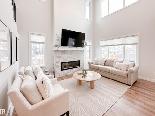 17223 81 Street, Edmonton, AB - Indoor Photo Showing Living Room With Fireplace