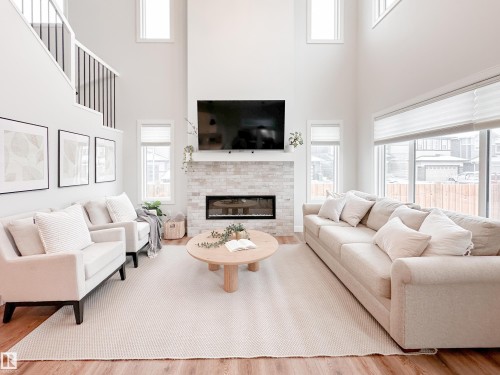 17223 81 Street, Edmonton, AB - Indoor Photo Showing Living Room With Fireplace