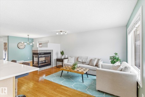2550 Rabbit Hill Road, Edmonton, AB - Indoor Photo Showing Living Room With Fireplace