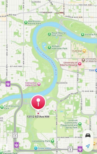 Location Map. Indicating the geographic placement of the property at 13112 63 Ave NW within the broader urban area - 13112 63 Avenue, Edmonton, AB - Other