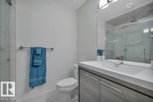 This is the 3rd Full Bathroom in the home and features a beautiful shower - 9540 142 Street, Edmonton, AB - Indoor Photo Showing Bathroom