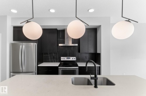 107 Garneau Gate, Spruce Grove, AB - Indoor Photo Showing Kitchen With Stainless Steel Kitchen With Double Sink With Upgraded Kitchen