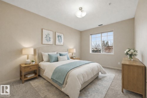 Virtually Staged - 139 2503 Hanna Crescent, Edmonton, AB - Indoor Photo Showing Bedroom