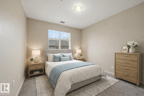 Virtually Staged - 139 2503 Hanna Crescent, Edmonton, AB - Indoor Photo Showing Bedroom