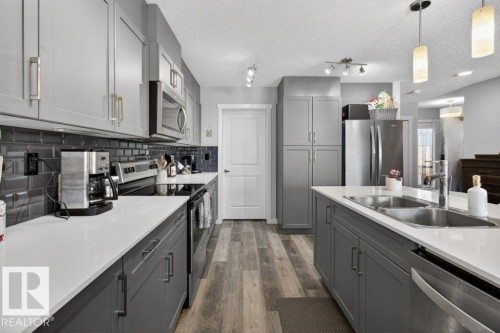 29 Harness Link, Ardrossan, AB - Indoor Photo Showing Kitchen With Double Sink With Upgraded Kitchen