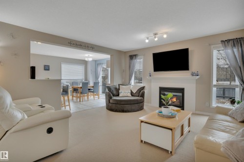 190 Keyport Circle, Leduc, AB - Indoor Photo Showing Living Room With Fireplace