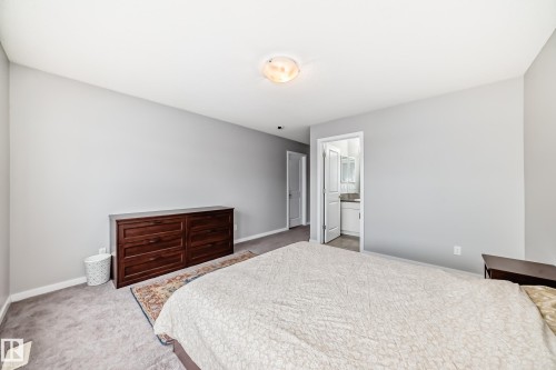 The room features light gray walls, a ceiling light fixture, and a neutral-toned carpet - 5868 Anthony Crescent, Edmonton, AB - Indoor Photo Showing Bedroom