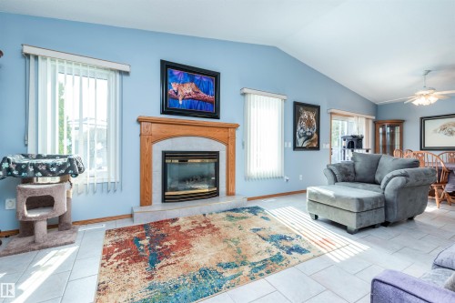 6247 162B Avenue, Edmonton, AB - Indoor Photo Showing Living Room With Fireplace