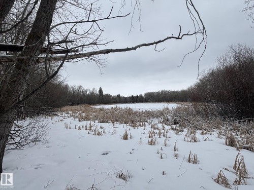 The property features an expansive natural landscape with snow-covered ground and a body of water - 7 85 Gervais Road, St. Albert, AB - Outdoor With View