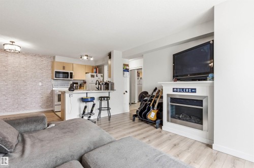 413 17003 67 Avenue, Edmonton, AB - Indoor Photo Showing Living Room With Fireplace