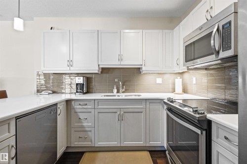 404 2755 109 Street, Edmonton, AB - Indoor Photo Showing Kitchen With Double Sink With Upgraded Kitchen