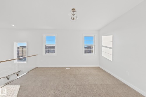 Expansive room featuring light-colored carpeting, white walls, and multiple windows providing natural illumination - 6449 28 Avenue, Edmonton, AB - Indoor Photo Showing Other Room