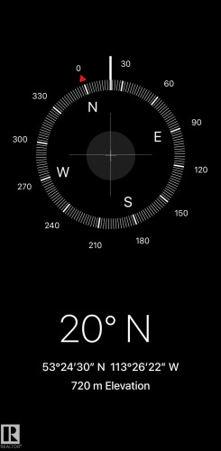 Geographic Data Display. Presenting compass orientation, cardinal direction, coordinates, and elevation for the property - 6449 28 Avenue, Edmonton, AB - Other