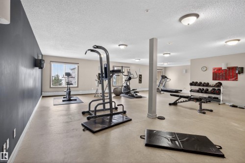 Building Gym - 106 4403 23 Street Nw, Edmonton, AB - Indoor Photo Showing Gym Room
