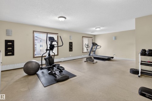 Building Gym - 106 4403 23 Street Nw, Edmonton, AB - Indoor Photo Showing Gym Room