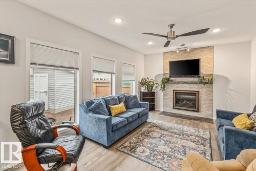19 Deane Crescent, St. Albert, AB - Indoor Photo Showing Living Room With Fireplace