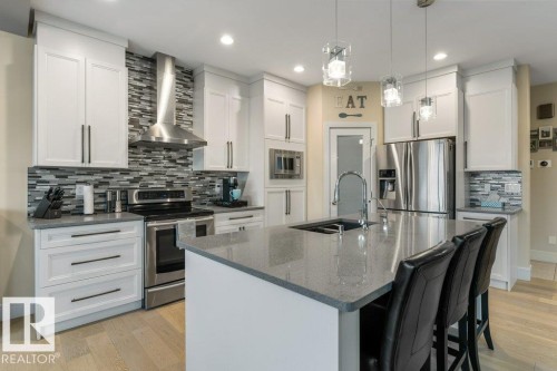 3632 Hummingbird Way, Edmonton, AB - Indoor Photo Showing Kitchen With Stainless Steel Kitchen With Double Sink With Upgraded Kitchen