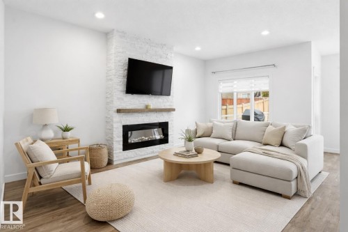 4112 171 Avenue, Edmonton, AB - Indoor Photo Showing Living Room With Fireplace