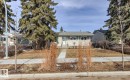 The property features a front yard with a lawn, mature evergreen trees, and a concrete pathway leading to the front entrance - 10716 52 Avenue, Edmonton, AB  - Outdoor 