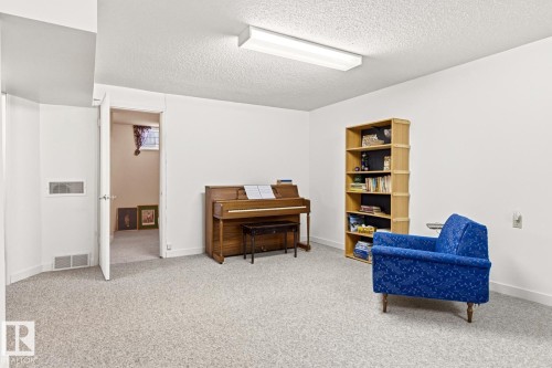 This versatile room features light-colored carpeting, white walls, and a recessed fluorescent light fixture - 10716 52 Avenue, Edmonton, AB - Indoor