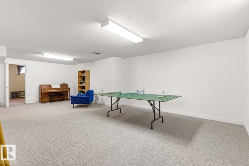 This expansive room features light-colored carpeting, white walls, and overhead lighting - 10716 52 Avenue, Edmonton, AB - Indoor Photo Showing Other Room