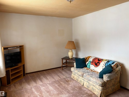 This inviting living space features light-colored walls and a neutral-toned carpet - 10916 151 Street, Edmonton, AB - Indoor