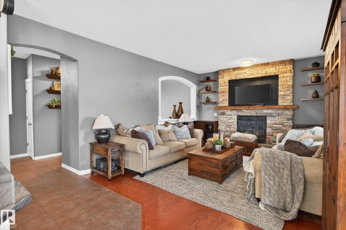 3 Erin Close, St. Albert, AB - Indoor Photo Showing Living Room With Fireplace