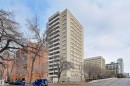 The property is a tall building featuring numerous balconies and rows of windows - 1202 9909 110 Street Nw, Edmonton, AB  - Outdoor With Facade 