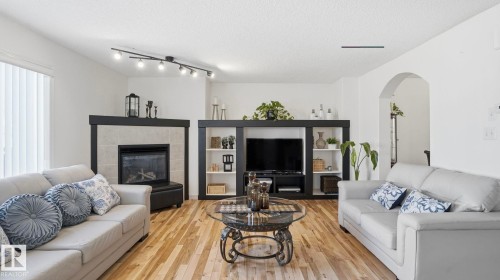 1310 Barnes Close, Edmonton, AB - Indoor Photo Showing Living Room With Fireplace