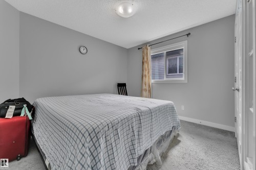 This room features light grey walls, light grey carpet, and a window with curtains - 1452 30 Street, Edmonton, AB - Indoor Photo Showing Bedroom