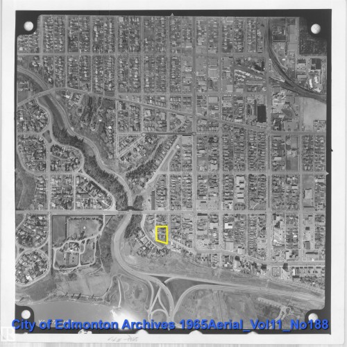 Aerial Photograph. Displaying an urban area with a highlighted property - 206 10108 125 Street, Edmonton, AB - Other