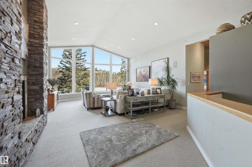 15625 Whitemud Road, Edmonton, AB - Indoor Photo Showing Living Room With Fireplace