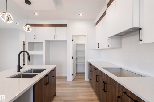 258 Black Stone Drive, Leduc, AB - Indoor Photo Showing Kitchen With Double Sink With Upgraded Kitchen