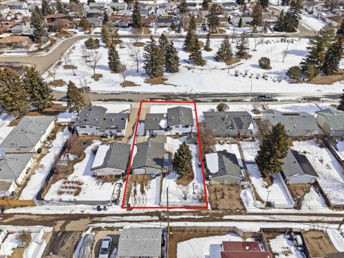 Aerial view of the property, showcasing its location within the neighbourhood - 12904 95 Street, Edmonton, AB - Outdoor With View