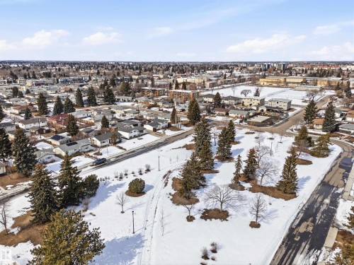 The property offers convenient access to a well-maintained park featuring mature trees and open spaces - 12904 95 Street, Edmonton, AB - Outdoor With View
