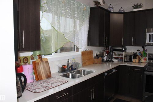 405 Orchards Boulevard, Edmonton, AB - Indoor Photo Showing Kitchen With Double Sink