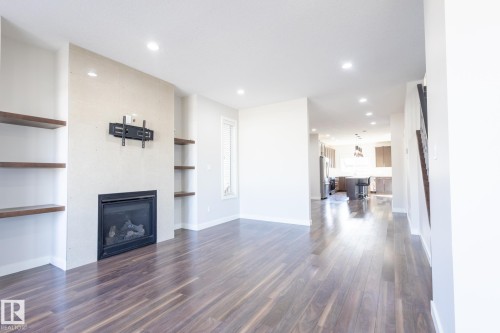 12212 124 Street, Edmonton, AB - Indoor Photo Showing Living Room With Fireplace