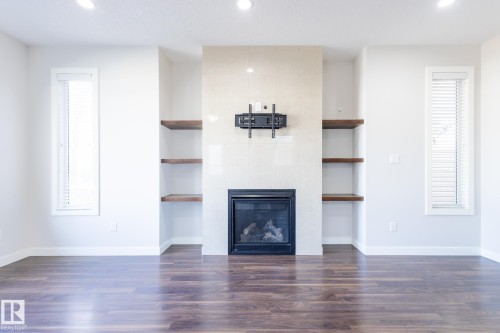 12212 124 Street, Edmonton, AB - Indoor Photo Showing Living Room With Fireplace