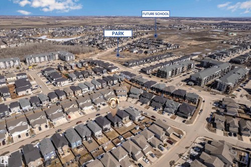 Aerial view of the community, highlighting nearby residences and a park - 7815 174 Avenue, Edmonton, AB - Outdoor With View