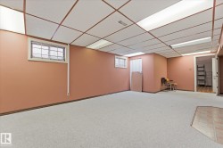 Spacious room featuring light-colored carpeting and a drop ceiling with integrated lighting - 