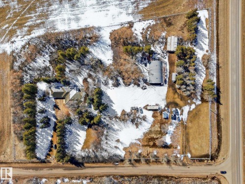 Aerial perspective showcasing a property with multiple structures - 25750 18 Street, Edmonton, AB - Outdoor With View