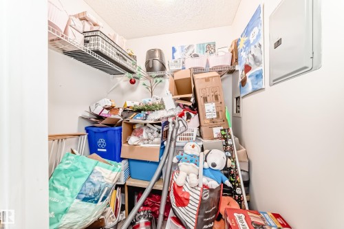 The property features a utility closet with wire shelving for storage - 317 7511 171 Street, Edmonton, AB - Indoor