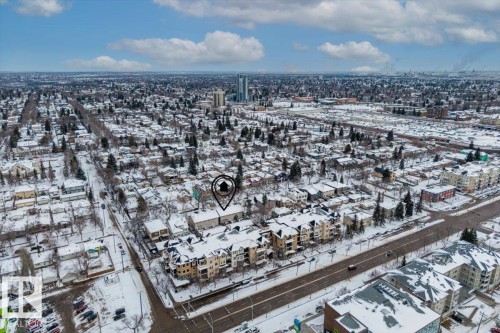 Aerial perspective showcasing a residential area - 8737 83 Avenue, Edmonton, AB - Outdoor With View