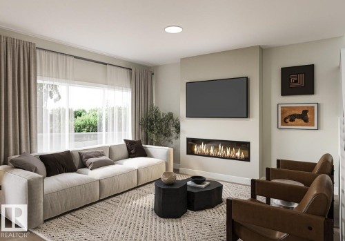 262 Falcon Crescent, Leduc, AB - Indoor Photo Showing Living Room With Fireplace