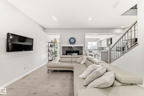 2043 51 Street, Edmonton, AB - Indoor Photo Showing Living Room With Fireplace