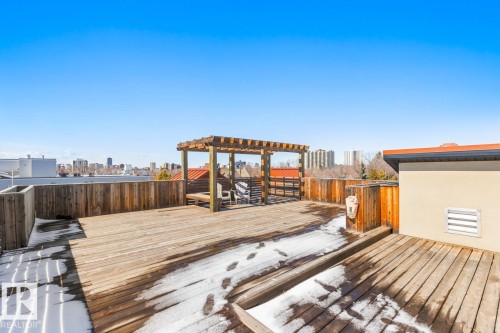 Rooftop Patio With Panoramic Views. - 203 10006 83 Avenue, Edmonton, AB - Outdoor With Deck Patio Veranda With Exterior