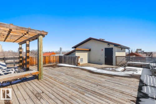 Rooftop Patio Where You And Friends Can Visit On The Warm Days Of The Summer. - 203 10006 83 Avenue, Edmonton, AB - Outdoor With Deck Patio Veranda With Exterior