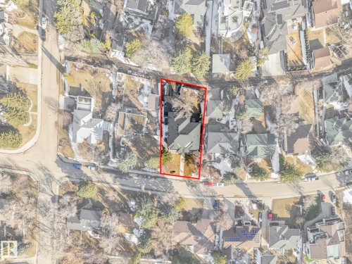 Aerial Site Plan. Outlining the property boundaries within the surrounding area - 8927 120 Street, Edmonton, AB -  With View