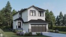 Two-story residence featuring white siding and dark trim accents - 48 Chartres Close, St. Albert, AB  - Outdoor 
