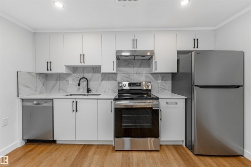 12033 54 Street, Edmonton, AB - Indoor Photo Showing Kitchen With Stainless Steel Kitchen